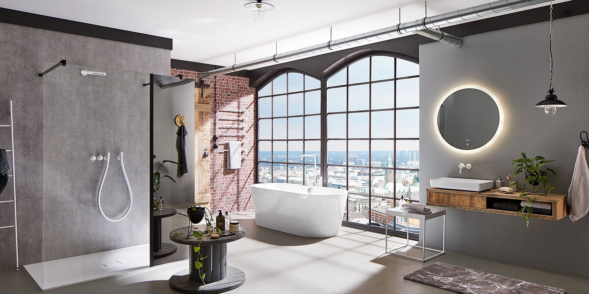 EXTRA doucheschermen WALK-IN XB met spiegelglas Zwart Soft in Loft Design