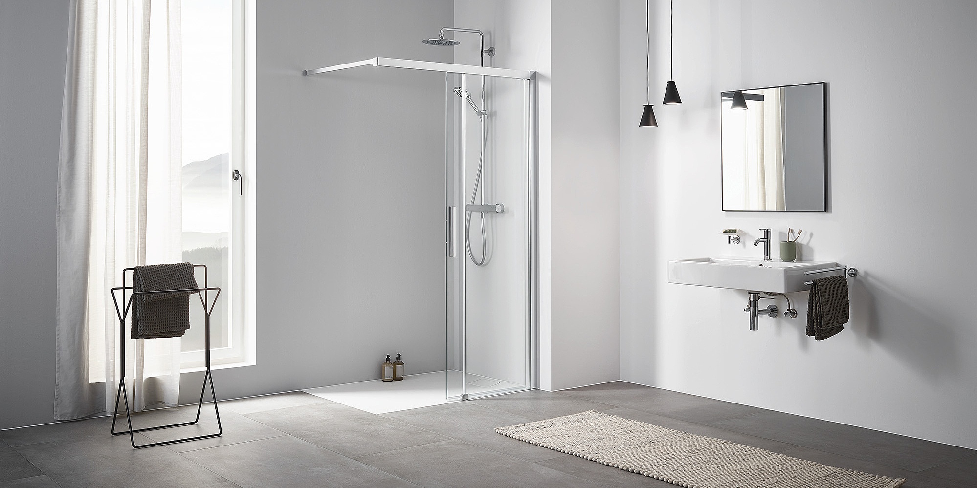 Kermi profiel-douchescherm NICA WALK-IN schuifdeur met muurprofiel