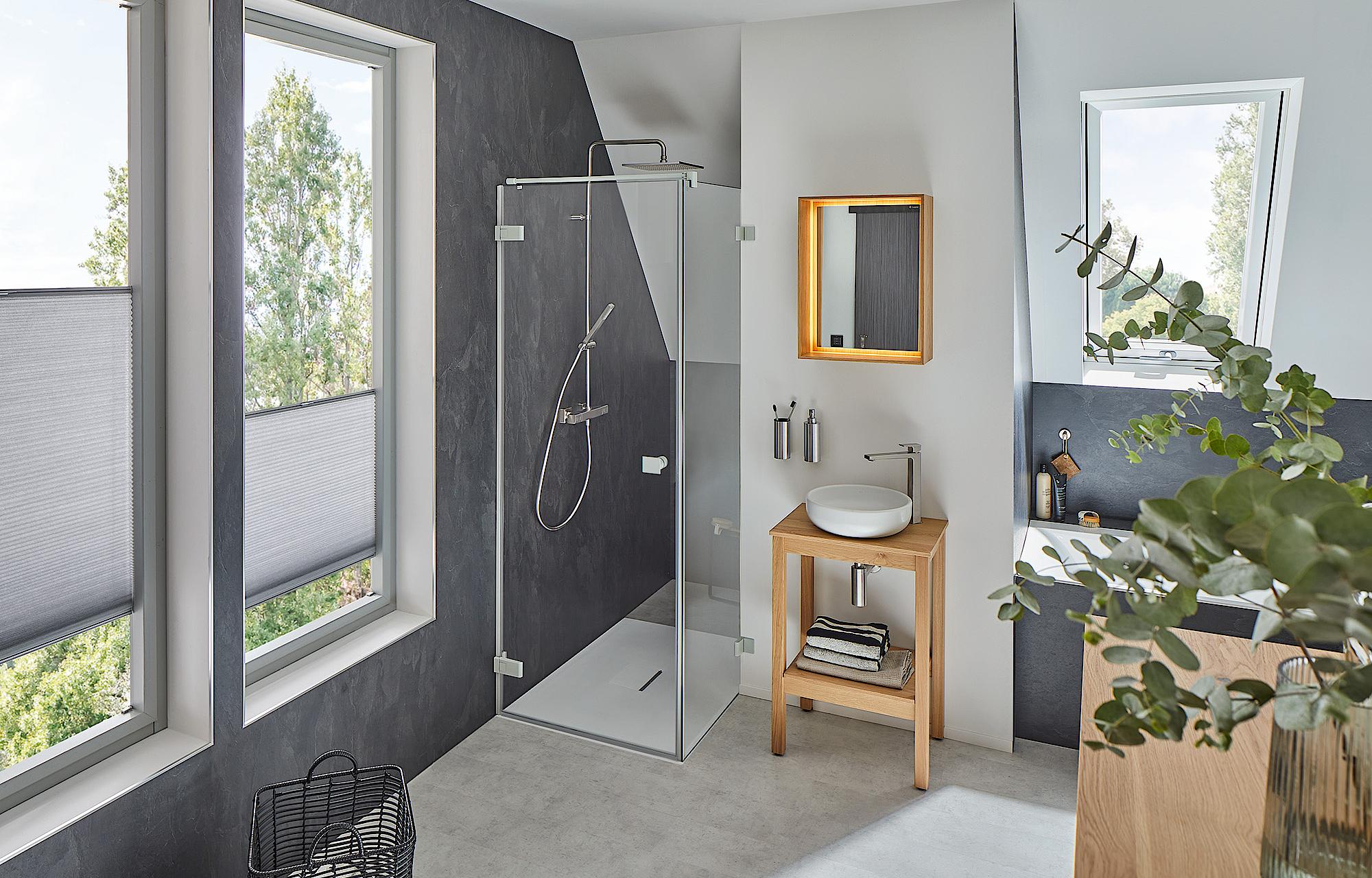 Kermi shower enclosure, MENA modern bath in country house style