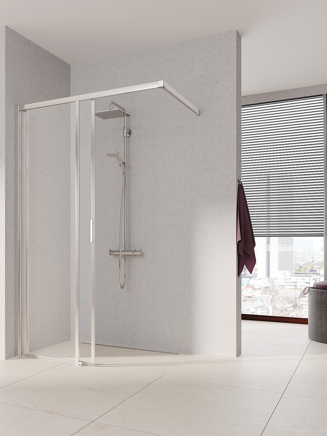 Kermi profile shower enclosure, LIGA WALK-IN Wall sliding door