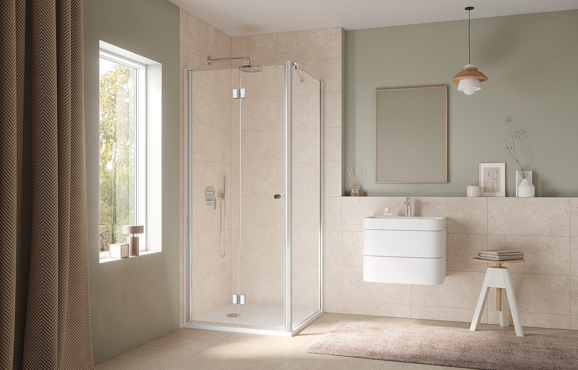 Kermi profiel-douchescherm JONA pendel-vouwdeur met zijwand