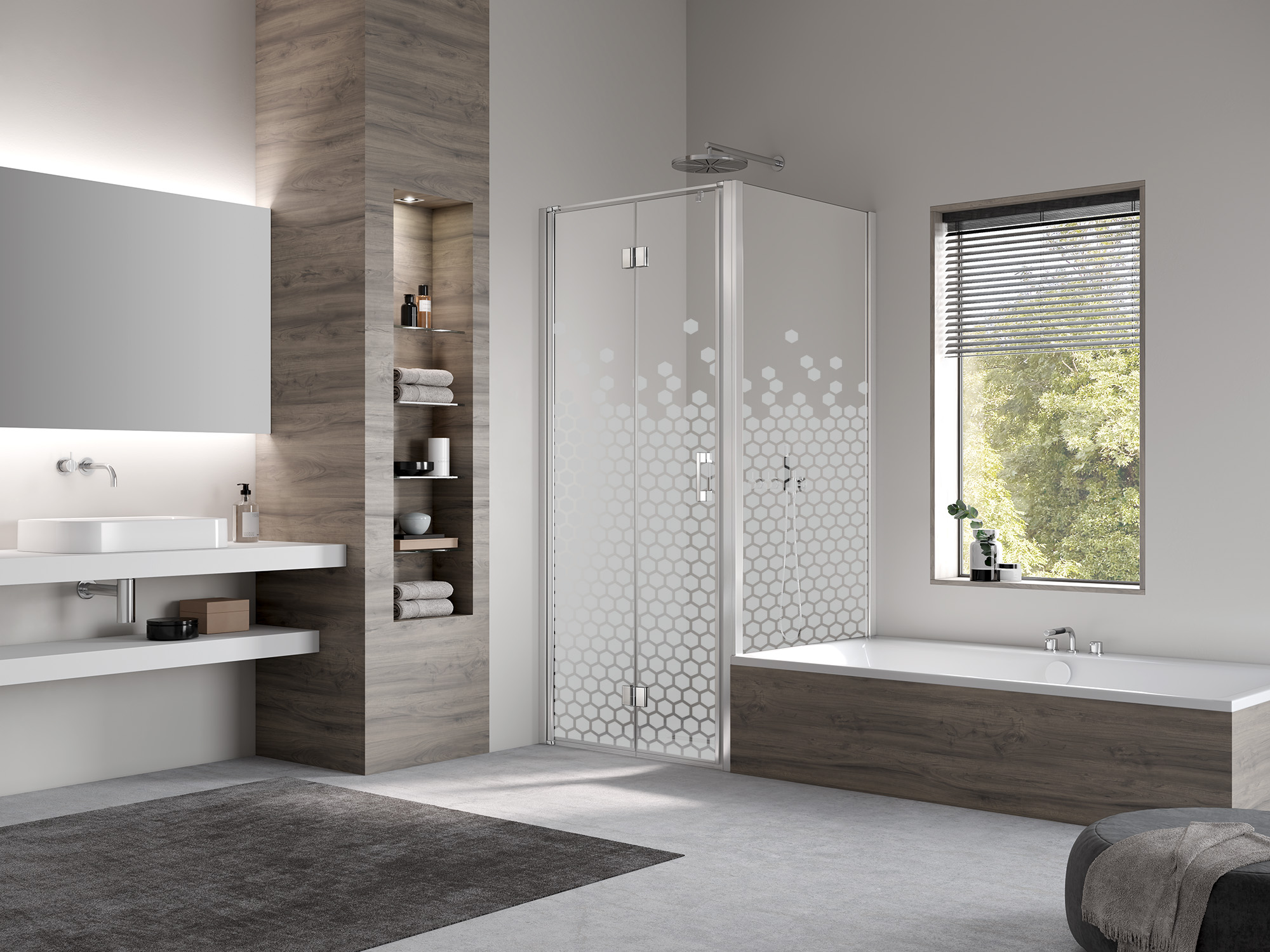 Kermi Profil-Duschkabine LIGA mit Dekor Mosaic 1