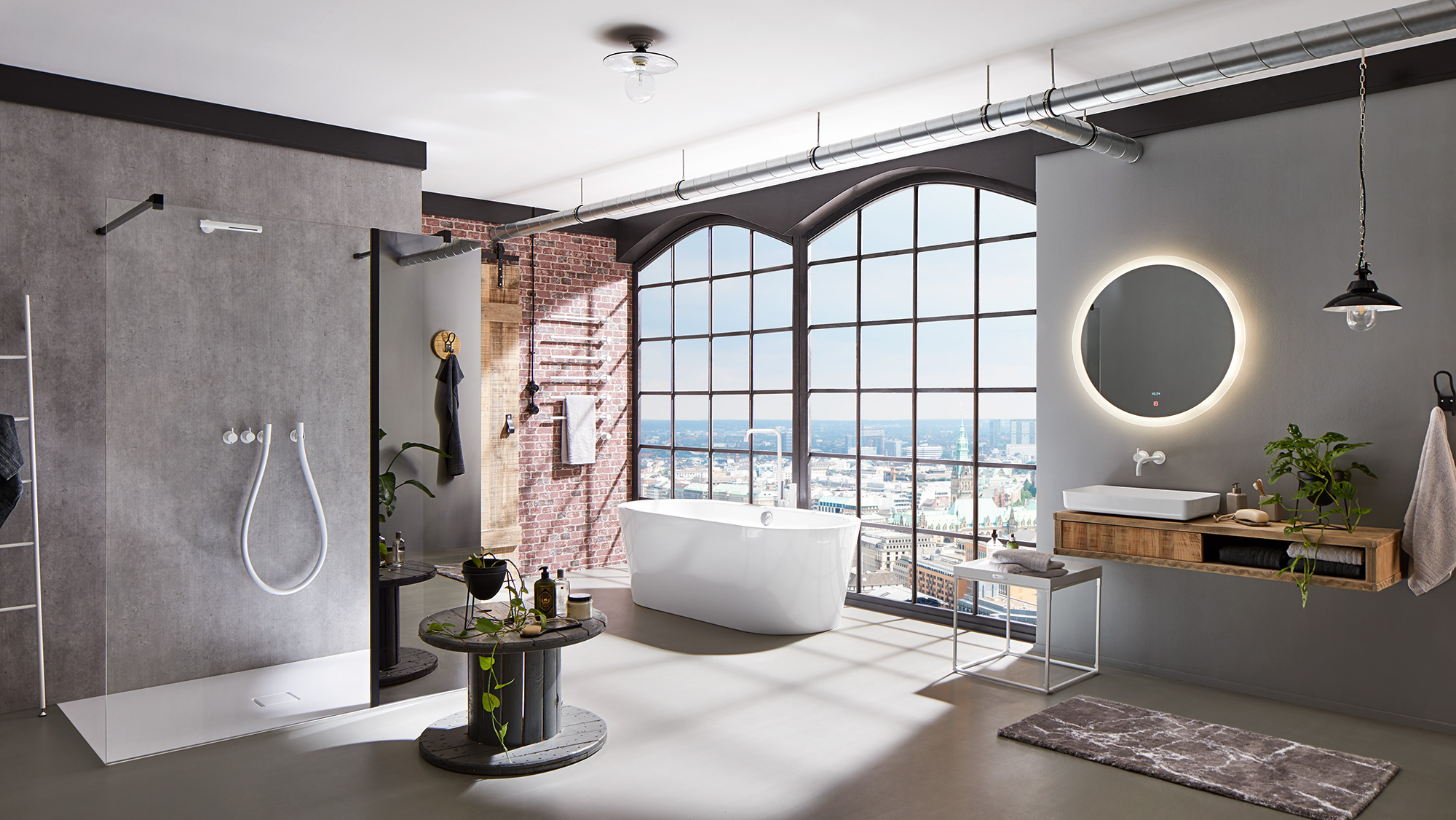 EXTRA doucheschermen WALK-IN XB met spiegelglas Zwart Soft in Loft Design